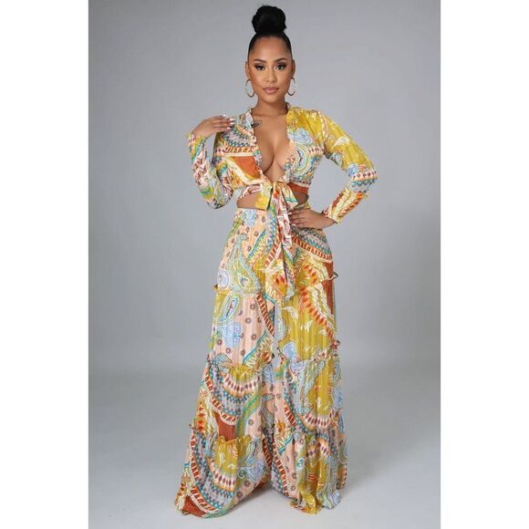 NWT BANJUL Plus Size Brunch Life Pant Set, Boho Pant Set Size 3X - Picture 1 of 7